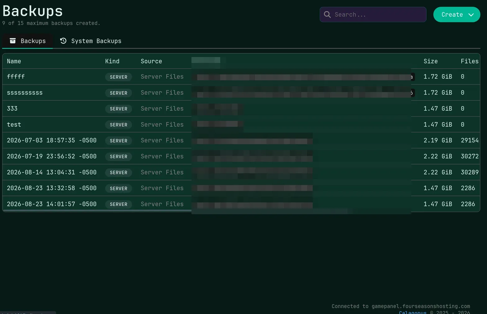 FSH panel: backups you control